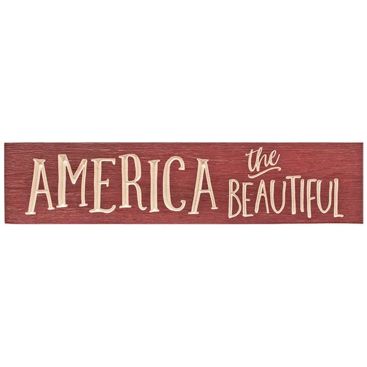 America The Beautiful Sign Engraved Wood Sign 24&quot; Long-CWI Gifts-The Village Merchant