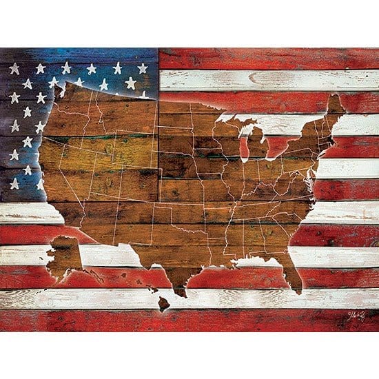American Flag Usa Map By Marla Rae Art Print - 18 X 24-Penny Lane Publishing-The Village Merchant