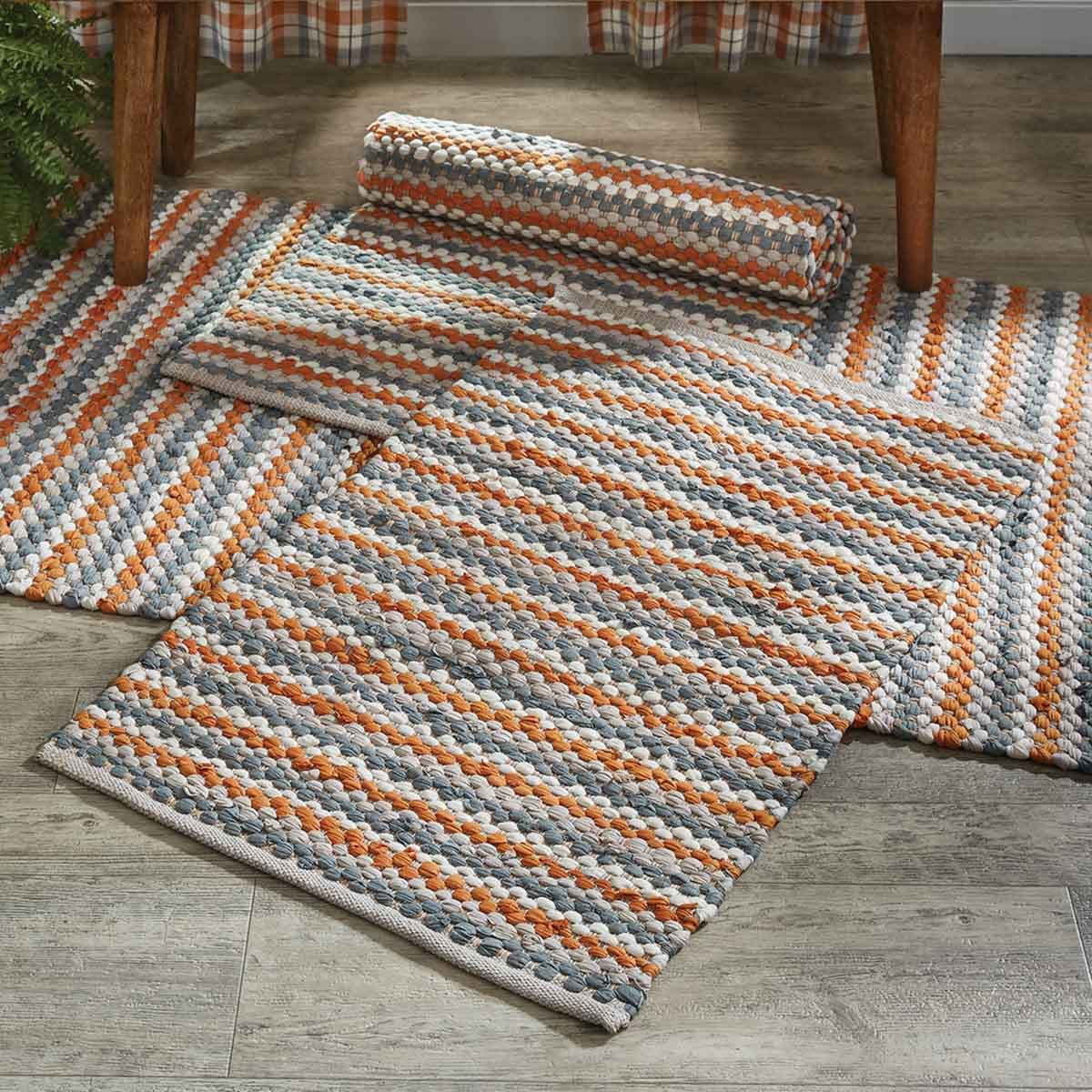 Apricot &amp; Stone Woven Chindi Rag Rug Runner 24&quot; X 72&quot; Rectangle