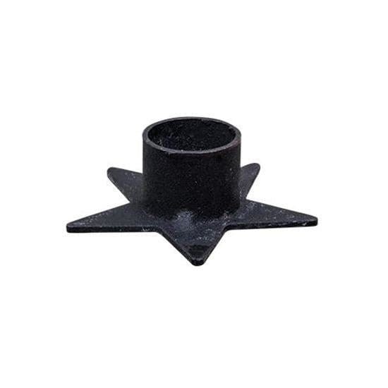 Black Iron Flat Star - Small Candle Holder For Taper Candles-Craft Wholesalers-The Village Merchant