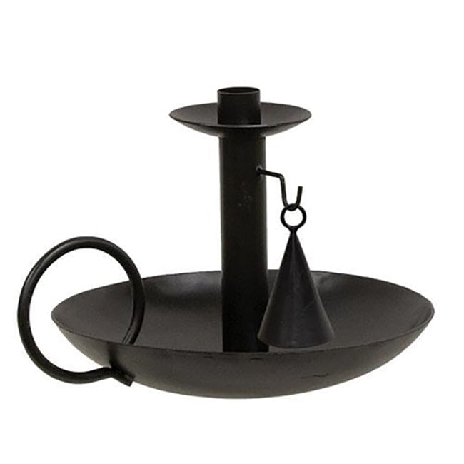 Black Metal Candle Holder With Snuffer For Taper Candles