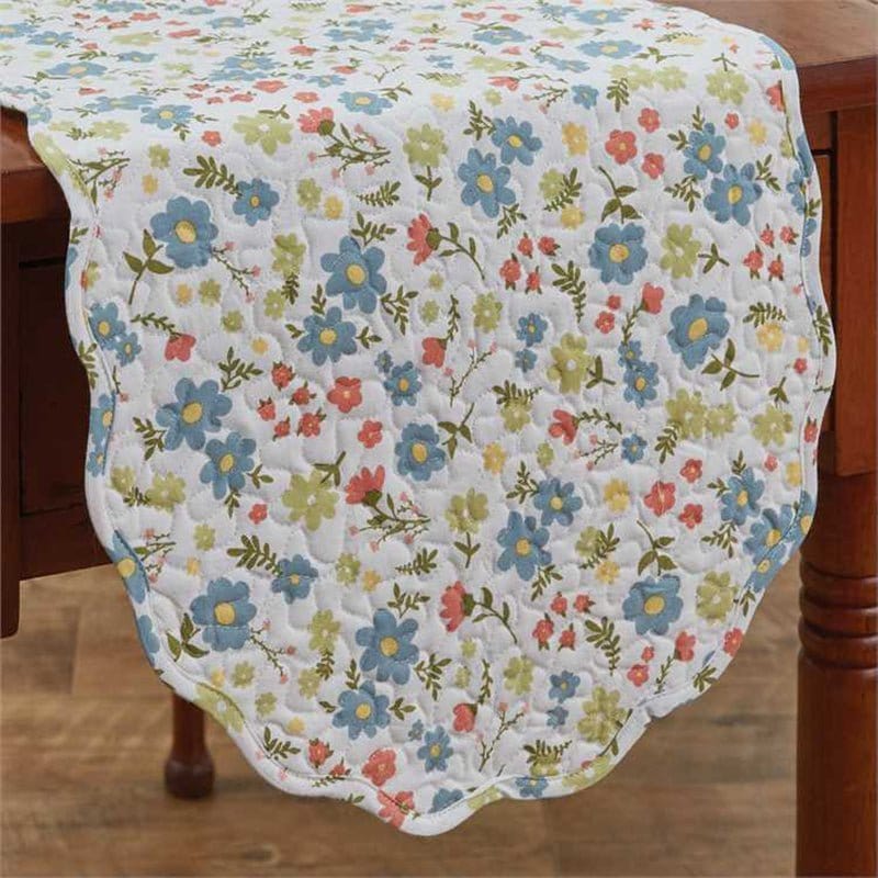 Bloom Quilted Scalloped Table Runner 54" Long-Park Designs-The Village Merchant