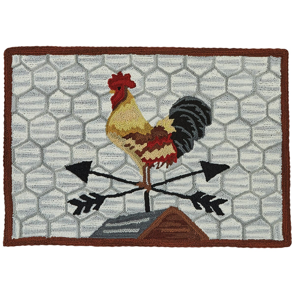 Break Of Day Rooster Hooked Rug 24&quot; X 36&quot; Rectangle