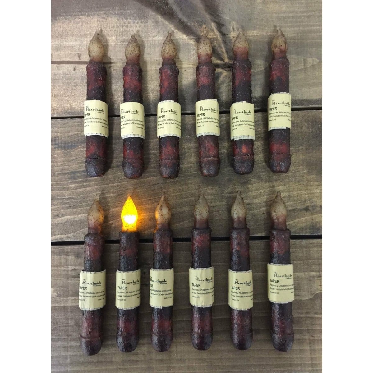 Burnt Burgundy LED Battery Candle Light Taper 6&quot; High-Craft Wholesalers-The Village Merchant