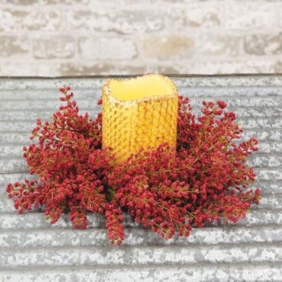 Bursting Astilbe Sangria Red Candle Ring / Wreath 3.5&quot; Inner Diameter-Craft Wholesalers-The Village Merchant