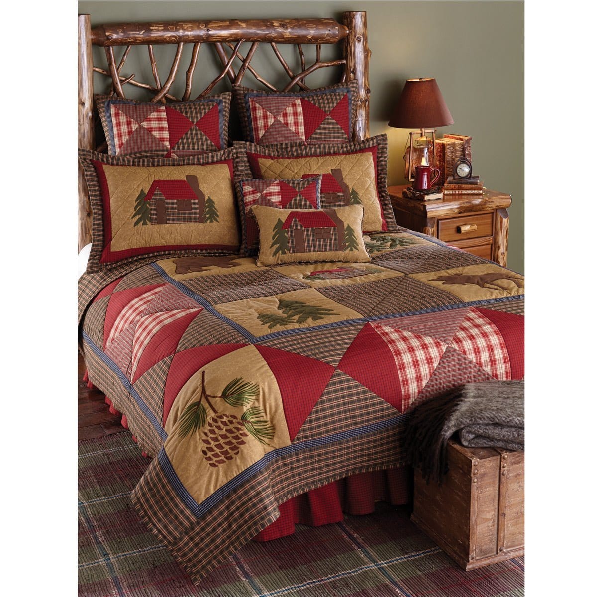 cabin Patchwork & Quilted Pillow Sham king-Park Designs-The Village Merchant
