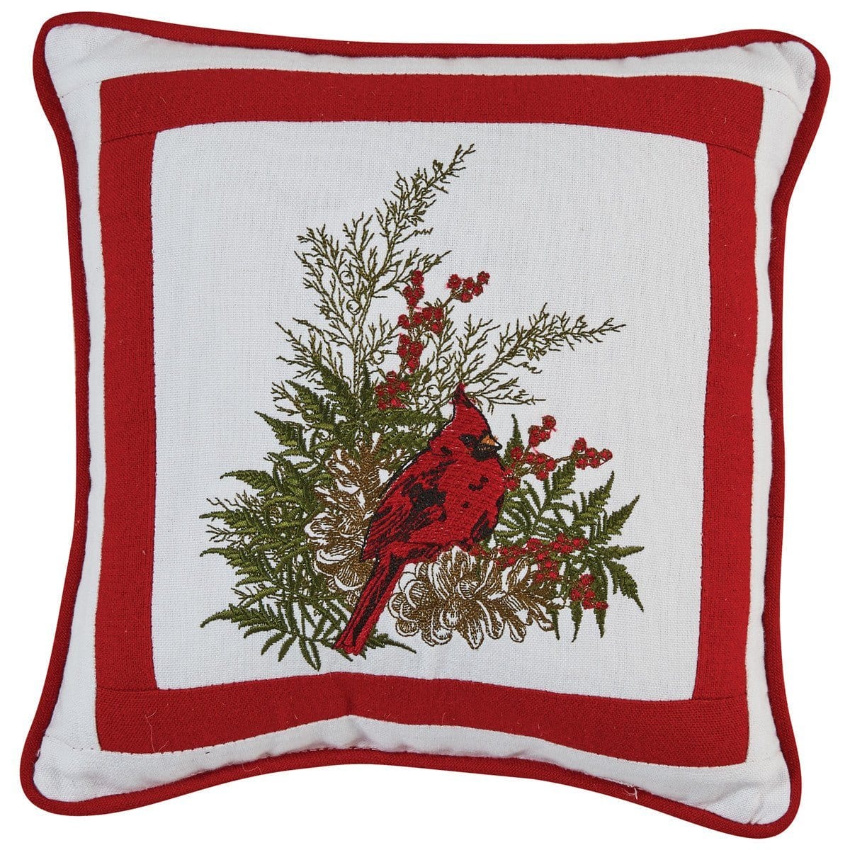 Cardinal Embroidered Pillow 10&quot; x 10&quot; Square-Park Designs-The Village Merchant