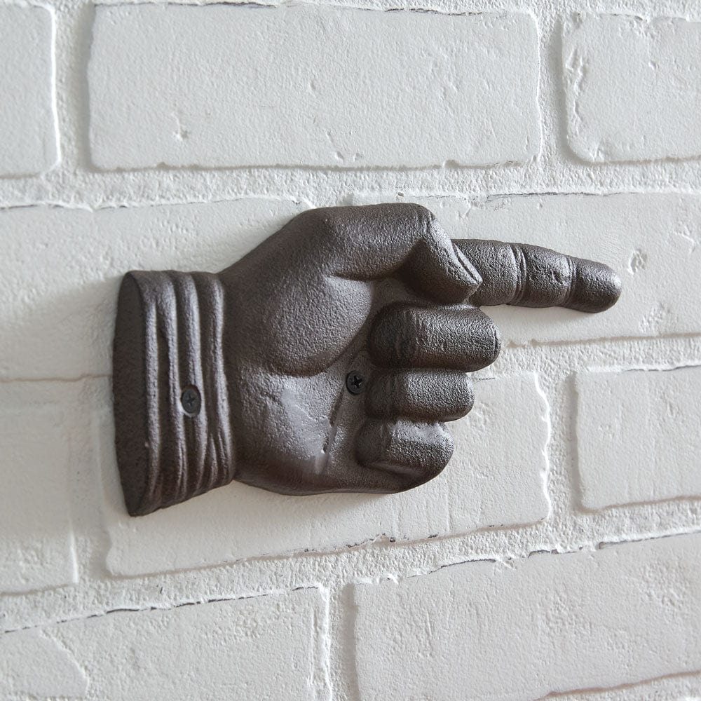 Cast Iron Pointing Hand Plaque Wall Art