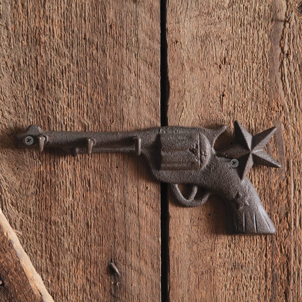 Cast Iron Western Pistol Decorative Hook 3 Hooks