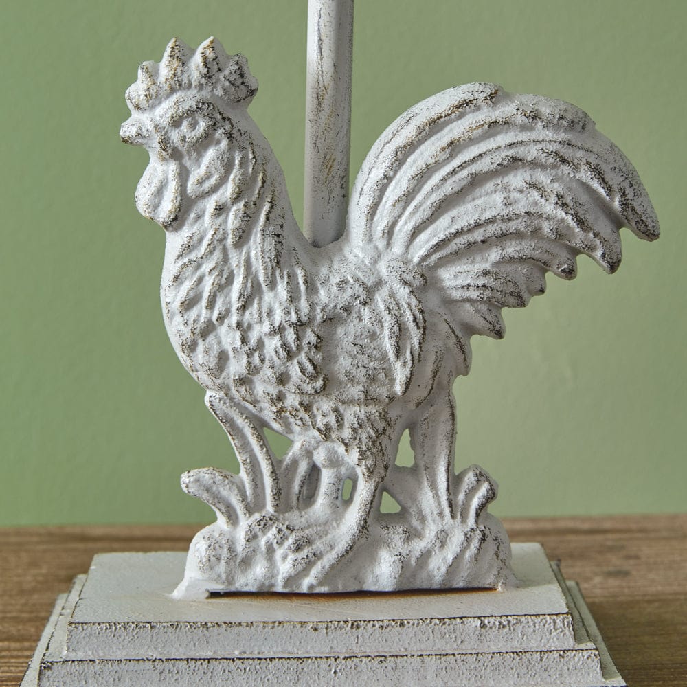 Cast Iron White Rooster Door Stop With Handle