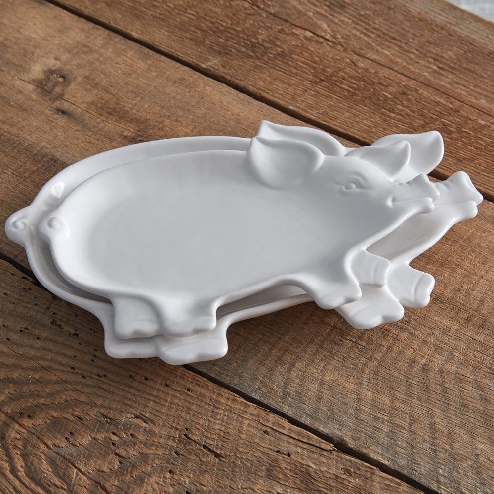 Ceramic Piglet Plate Set of 2 Assorted Sizes-CTW Home-The Village Merchant