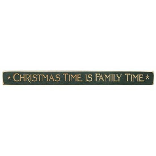 Christmas Time Is Family Time Sign - Engraved Wood 18&quot; Long-Craft Wholesalers-The Village Merchant