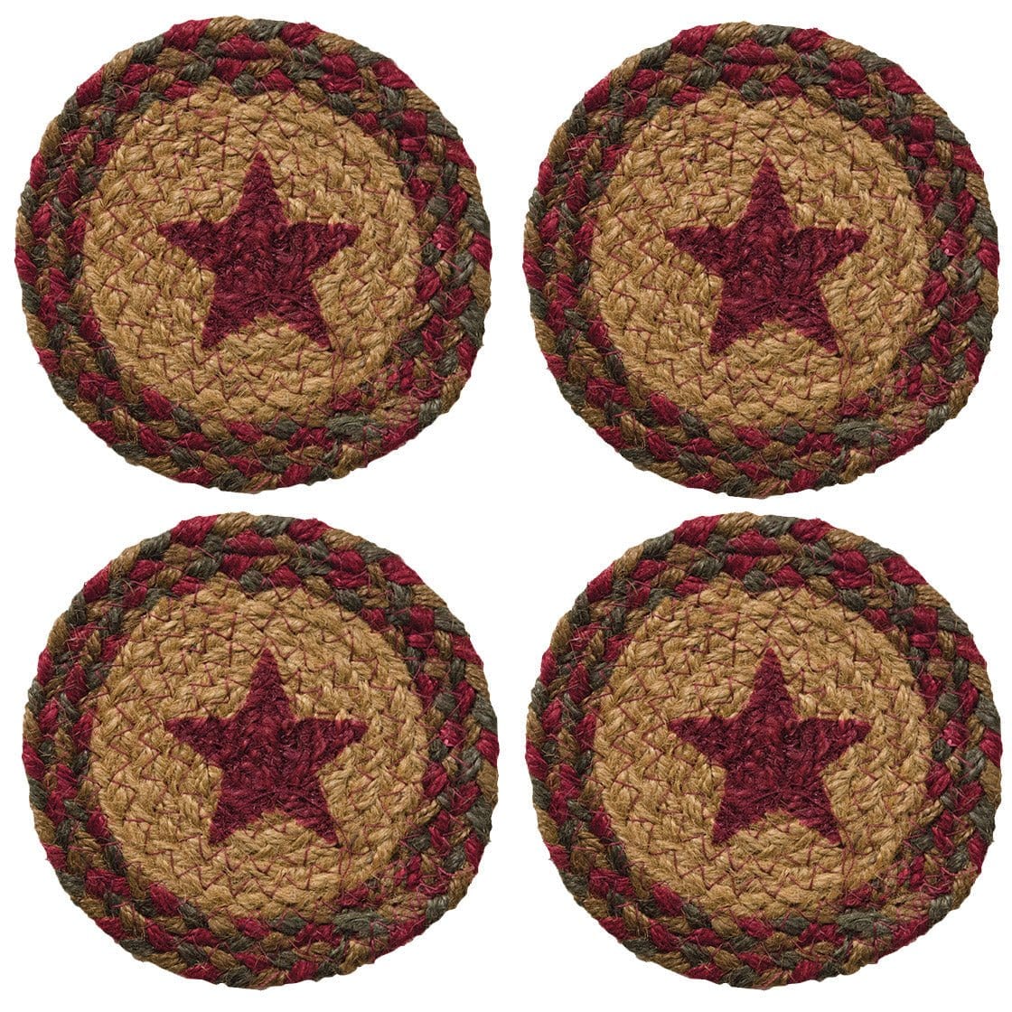 Cinnamon Star Braided Coaster Round Set of 4-Craft Wholesalers-The Village Merchant