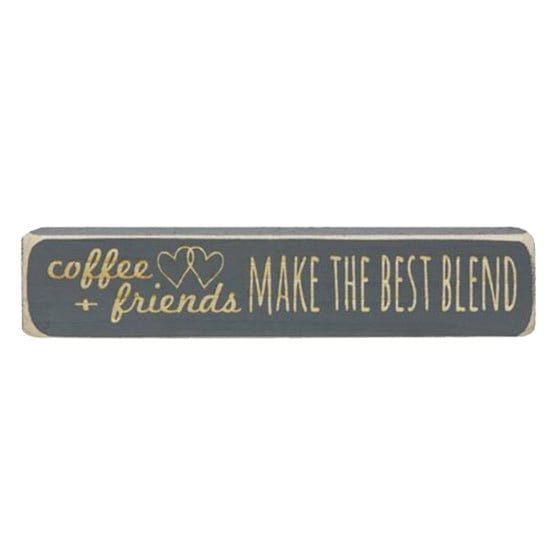 Coffee &amp; Friends Make the Best Blend Sign - Engraved Wood 8&quot; Long-Craft Wholesalers-The Village Merchant