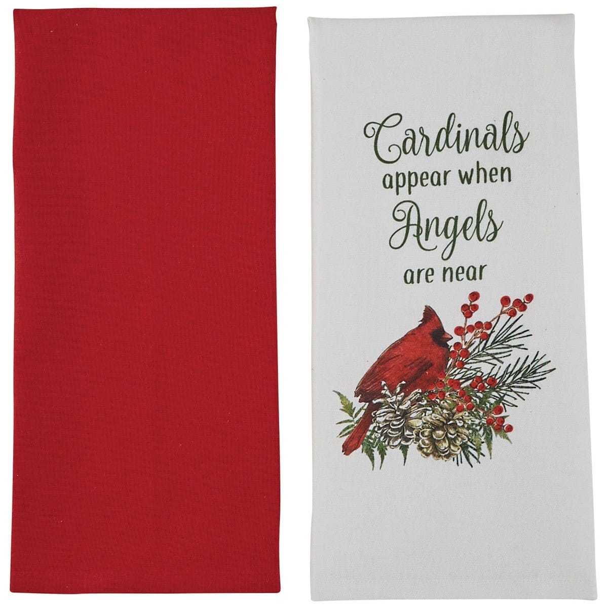 Embroidered Cardinals Appear when Angels are Near Decorative Towel Set of 2 - Assorted-Park Designs-The Village Merchant