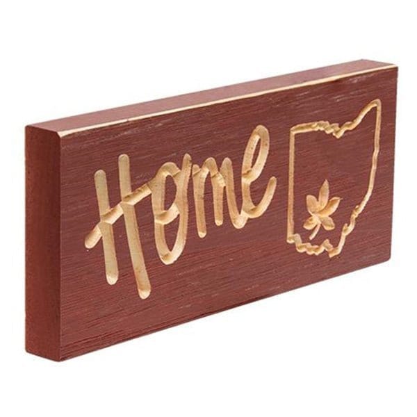 Engraved Home Ohio State Buckeye Sign In red Sign - Engraved Wood 8" Long-Craft Wholesalers-The Village Merchant