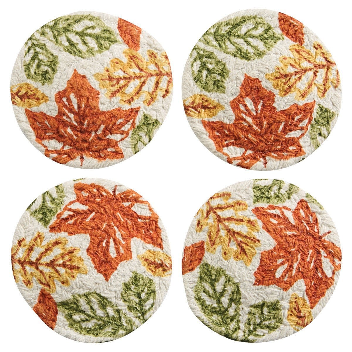 Fall Leaves Braided Coaster Round Set of 4-Park Designs-The Village Merchant