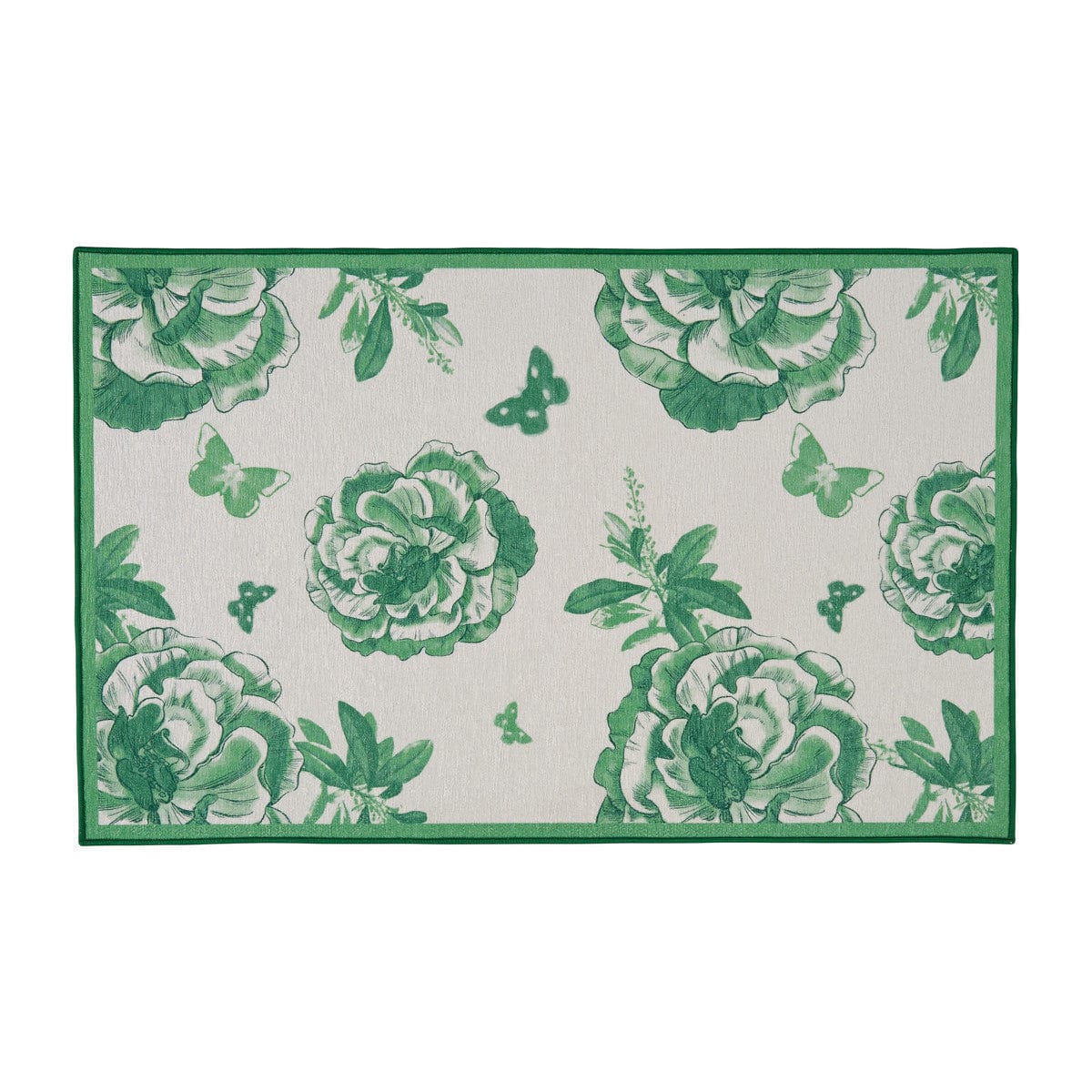 Florals And Flitters - Green Printed Rug 24&quot; X 38&quot; Rectangle