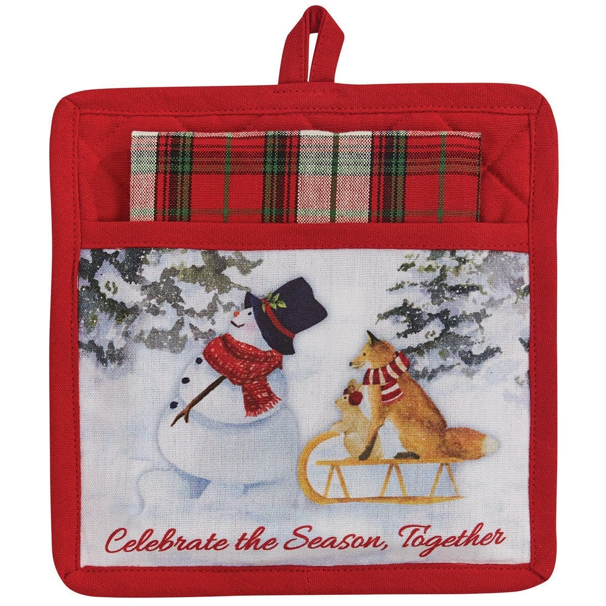 Flurry Snowman Celebrate The Season Together Pocket Potholder &amp; Dishtowel Set 2 Piece Set-Park Designs-The Village Merchant