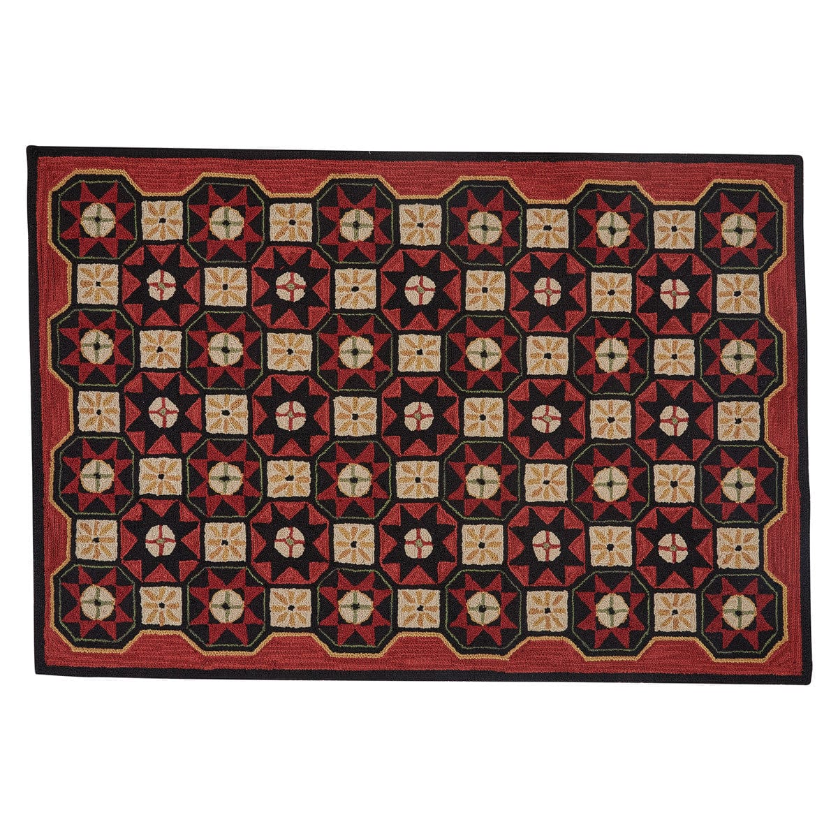 Folk Star Hooked Rug 48&quot; X 72&quot; Rectangle
