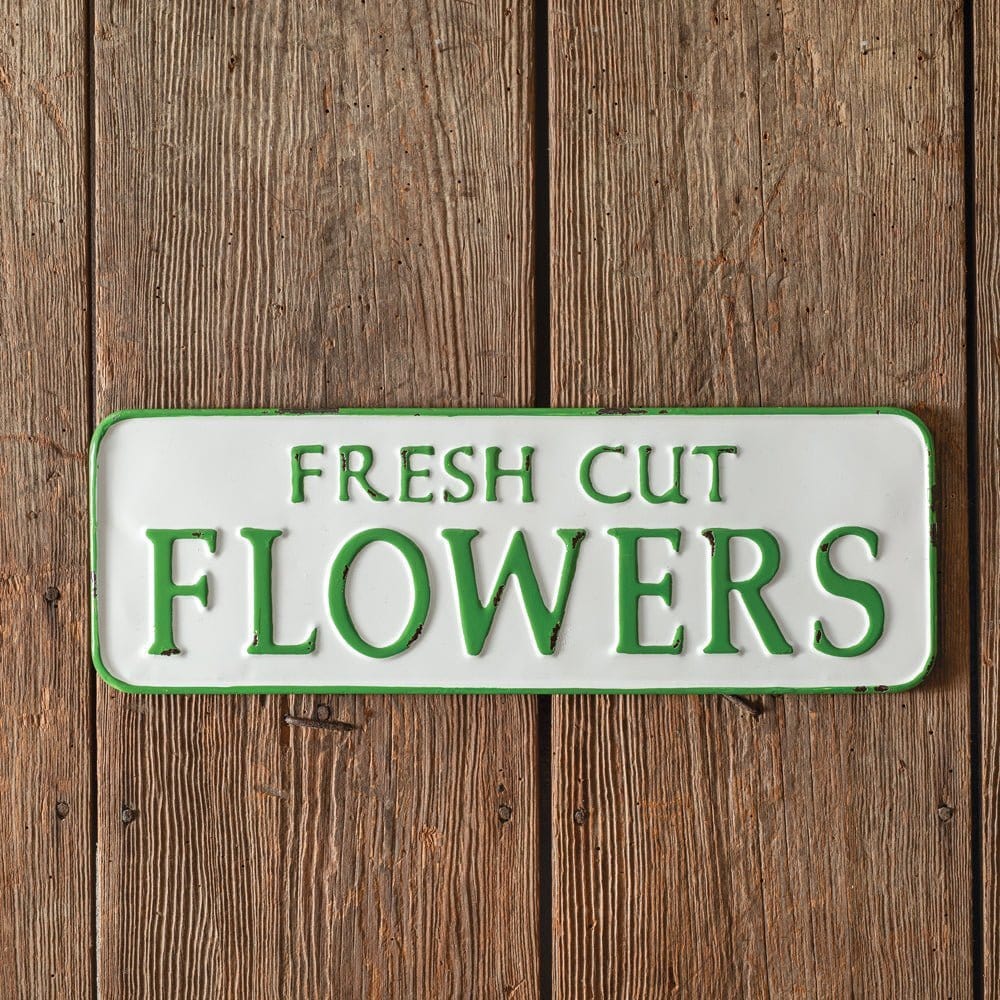Fresh Cut FLowers Metal Wall Sign - Enamelware Embossd-CTW Home-The Village Merchant
