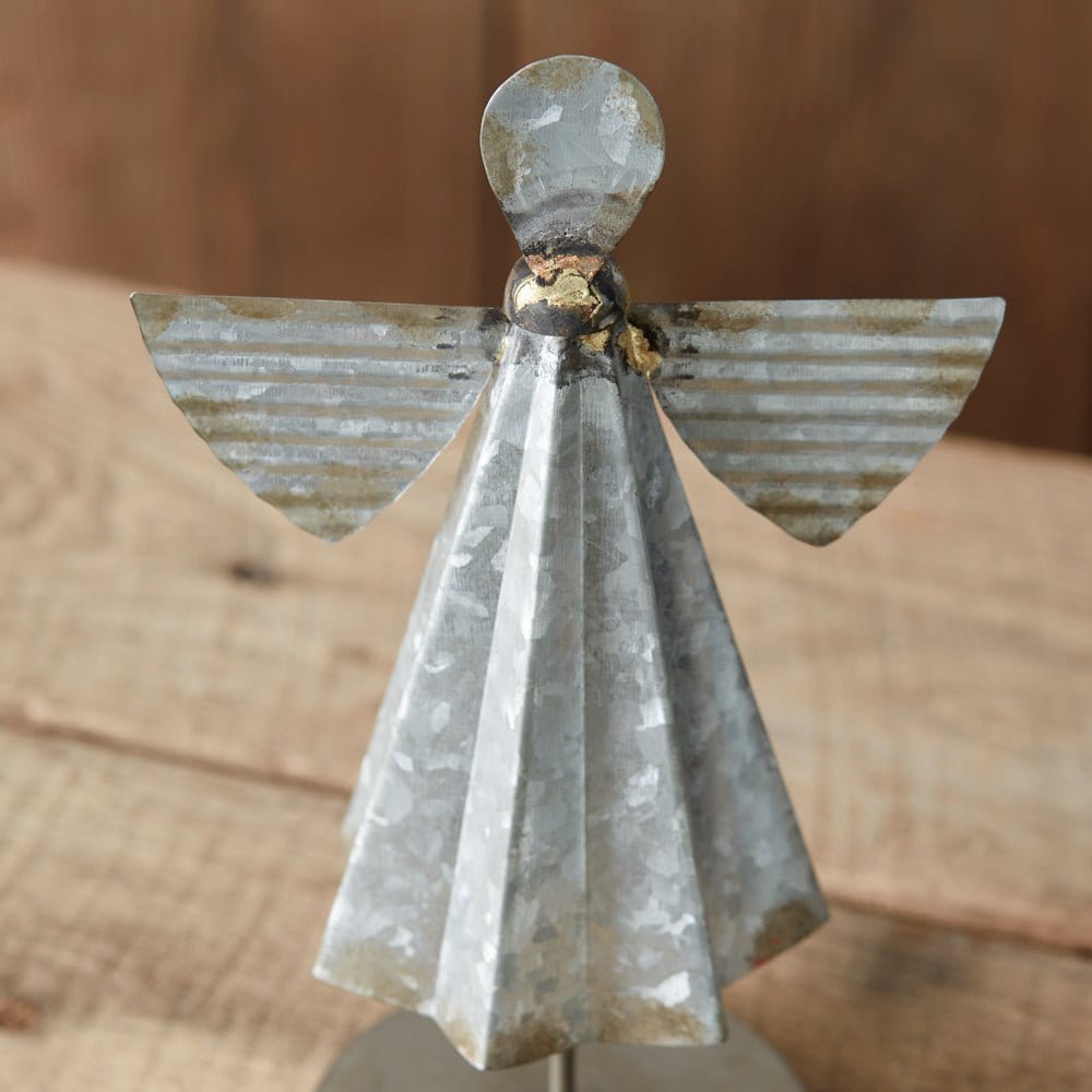 Galvanized Metal Angels Figurines Set of 3 Assorted Sizes-CTW Home-The Village Merchant