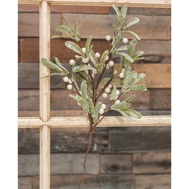 Glittered Mistletoe Pick / Spray 22&quot; High-Craft Wholesalers-The Village Merchant
