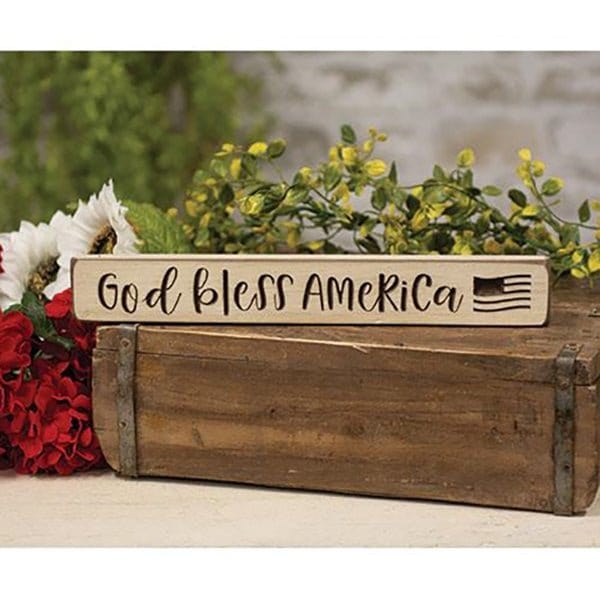 God Bless America Engraved Wood Sign 12&quot; Long-CWI Gifts-The Village Merchant