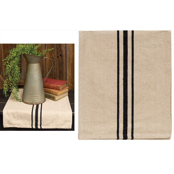 Grain Sack Stripe In Black & Cream Table Runner 56" Long-Craft Wholesalers-The Village Merchant