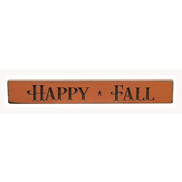 Happy Fall - Orange Sign - Engraved Wood 12&quot; Long-Craft Wholesalers-The Village Merchant