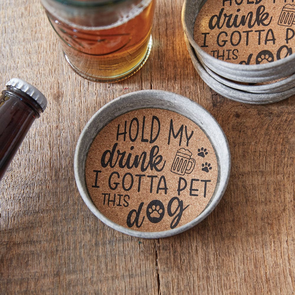 Hold My Drink I Gotta Pet This Dog Mason Jar Lid Coaster Set of 4