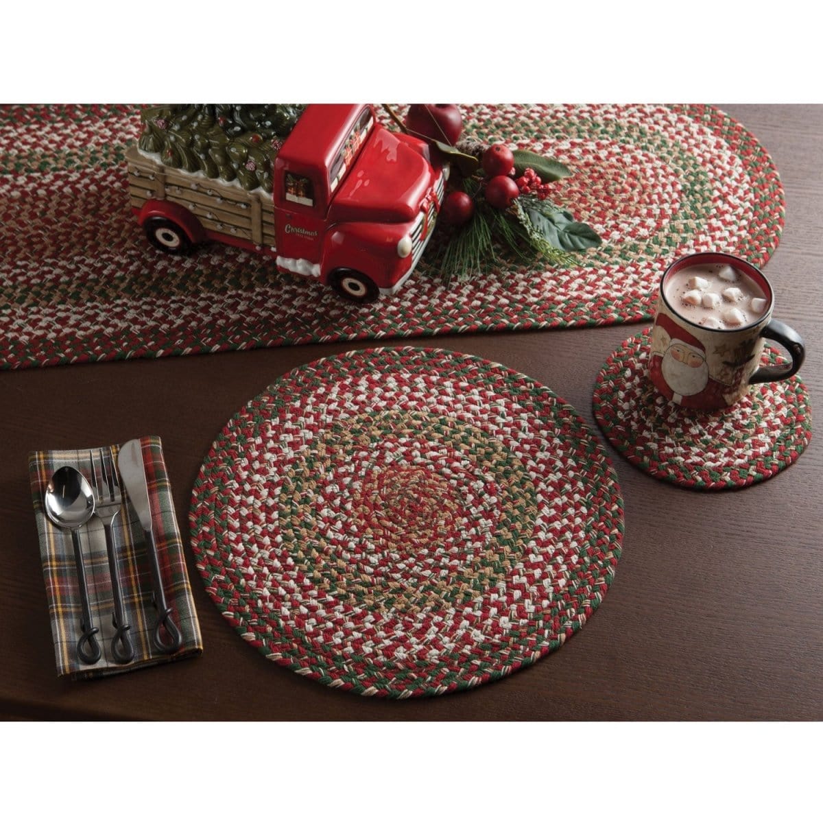 Holly Berry Braided Table Runner 54&quot; Long-Park Designs-The Village Merchant