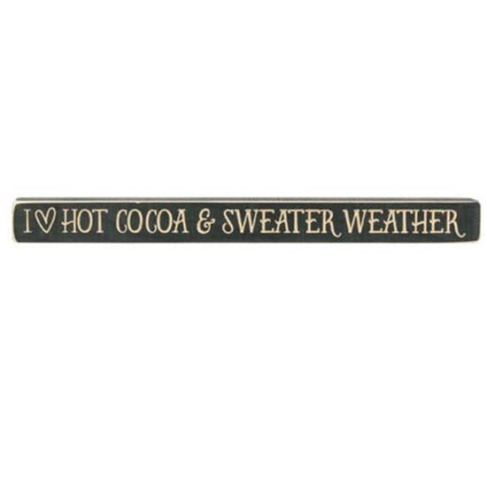 I Heart Hot Cocoa & Sweater Weather Sign - Engraved Wood 18" Long-Craft Wholesalers-The Village Merchant
