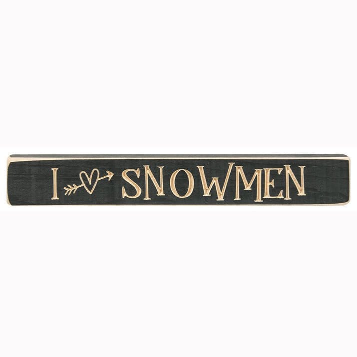 I Heart Snowmen Sign - Engraved Wood 12&quot; Long-Craft Wholesalers-The Village Merchant
