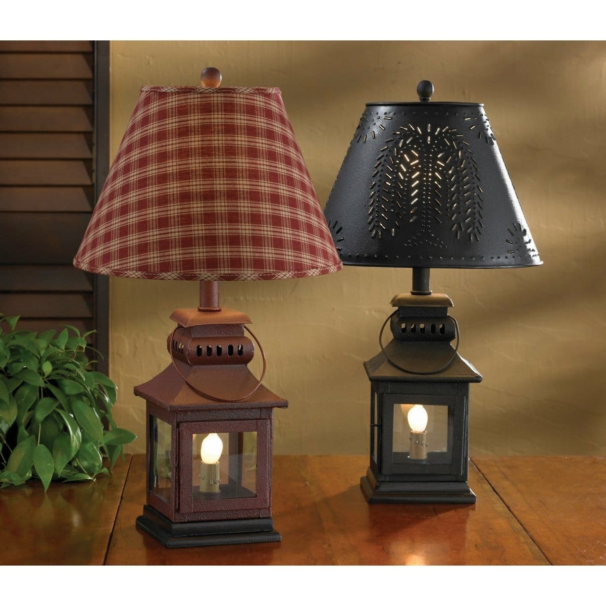 Iron Lantern In Red Table Lamp-Park Designs-The Village Merchant