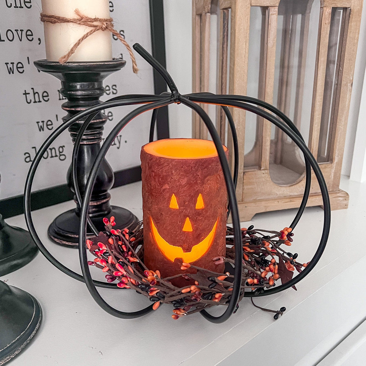 Jack-O-Lantern LED Battery Candle Light Pillar 6&quot; High With Timer