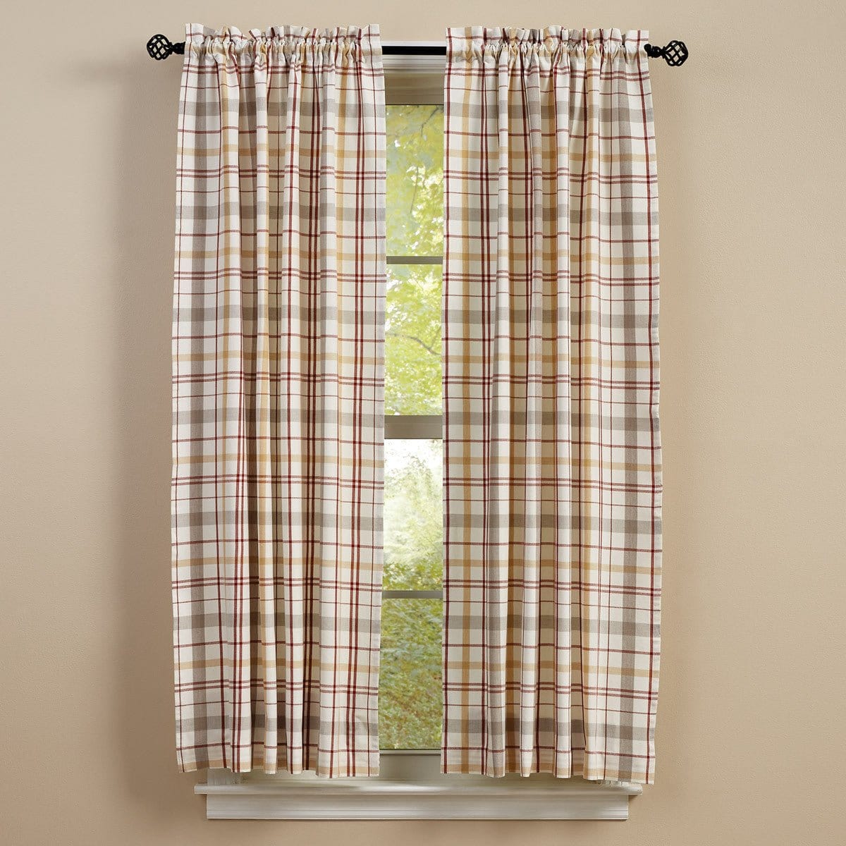 Kingswood Panel Pair With Tie Backs 63" Long Unlined-Park Designs-The Village Merchant