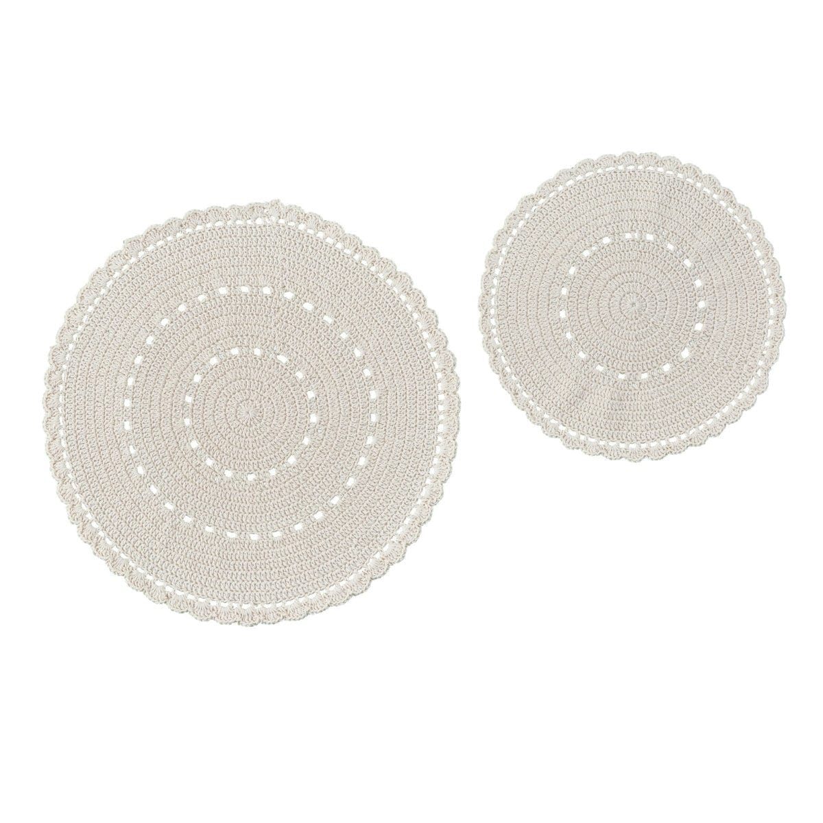 Lace in Cream Crocheted Accent Mat Round Set of 2 - Assorted Sizes-Park Designs-The Village Merchant
