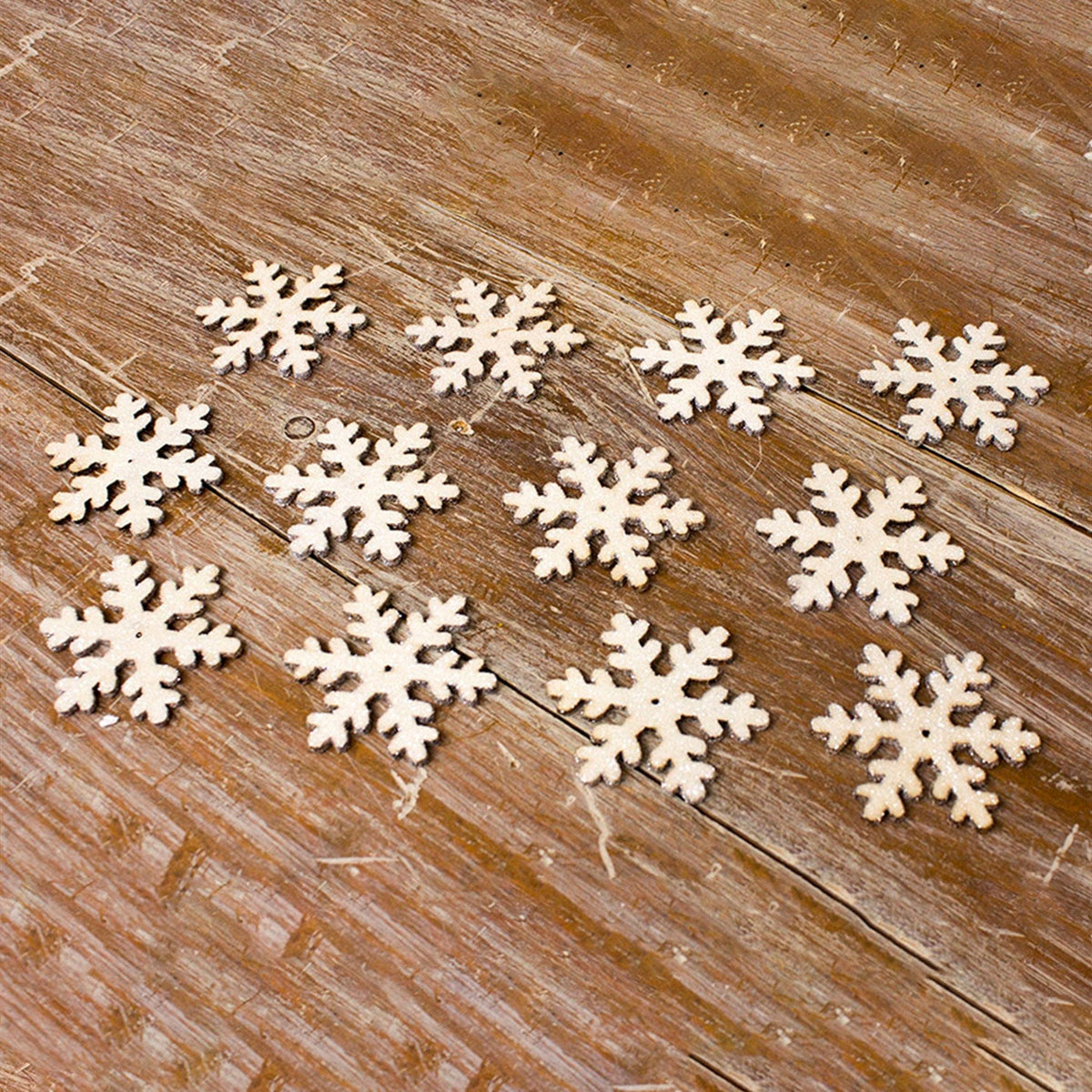 Large Wood Snowflakes 2.25&quot; Diameter Set of 12