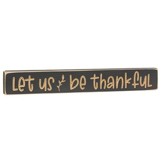 Let Us Be Thankful Sign - Engraved Wood 12&quot; Long-Craft Wholesalers-The Village Merchant