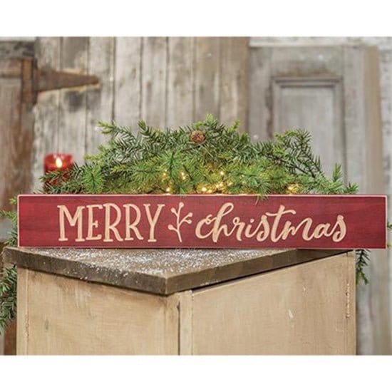 Merry Christmas Sign - Engraved Wood 24&quot; Long-Craft Wholesalers-The Village Merchant
