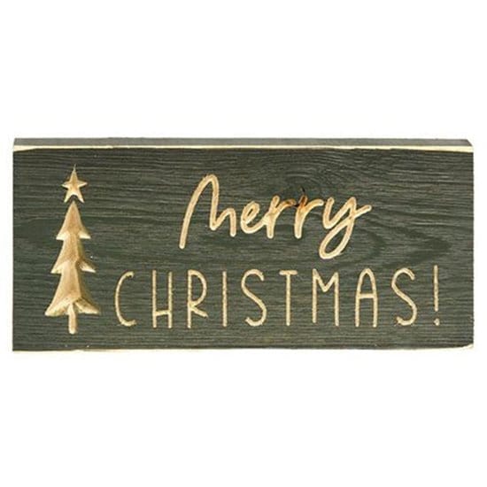 Merry Christmas Sign - Engraved Wood 8&quot; Long-Craft Wholesalers-The Village Merchant
