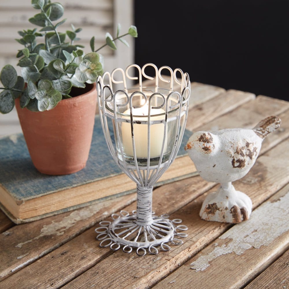 Metal Wire Flower Candle Holder For Votive &amp; Tealight Candles-CTW Home-The Village Merchant