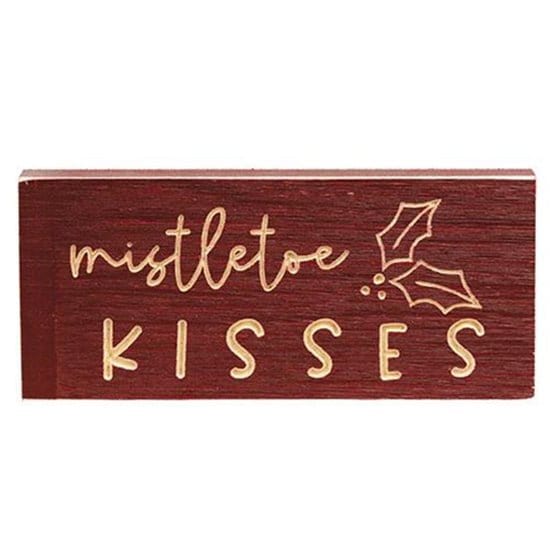 Mistletoe Kisses Sign - Engraved Wood 8" Long-Craft Wholesalers-The Village Merchant