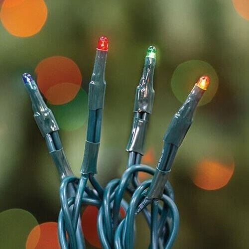 Multi Color Bulbs - Green Cord 140 Count Set - Multi Function Twinkle Light String / Set - Teeny Rice Bulbs