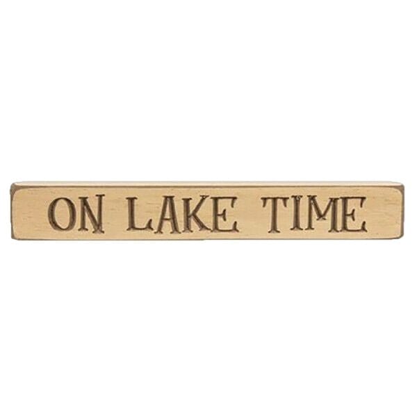 On Lake Time Sign - Engraved Wood 12&quot; Long-CWI Gifts-The Village Merchant
