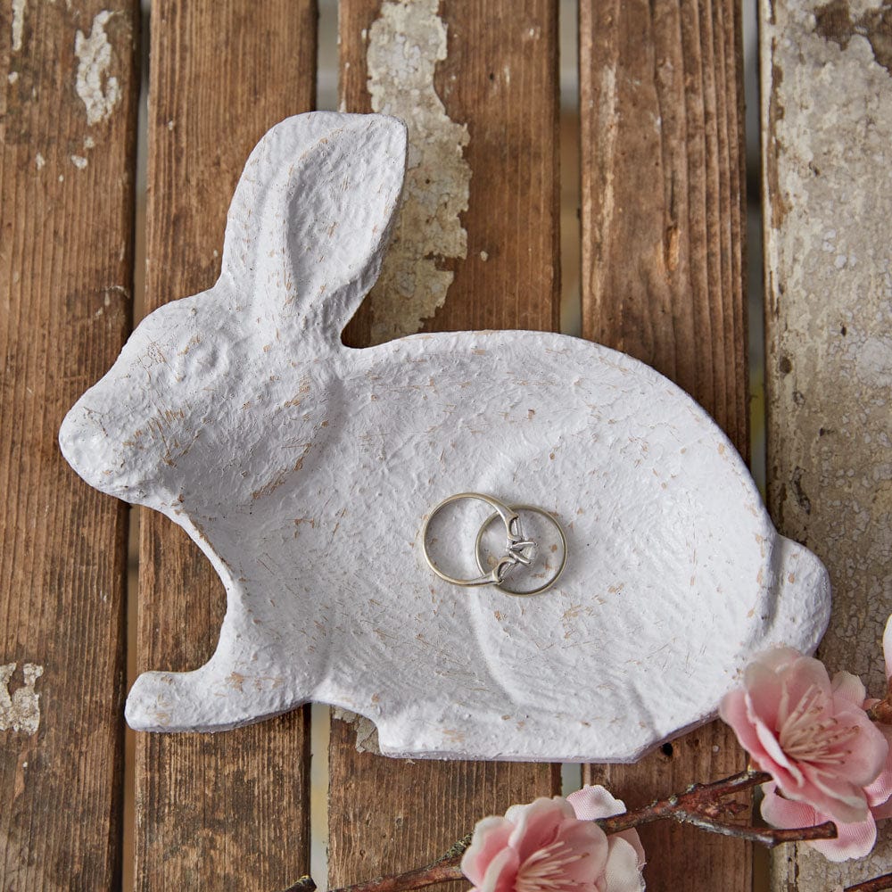 Painted Cast Iron Bunny Dish Jewelry / Trinket Tray-CTW Home-The Village Merchant