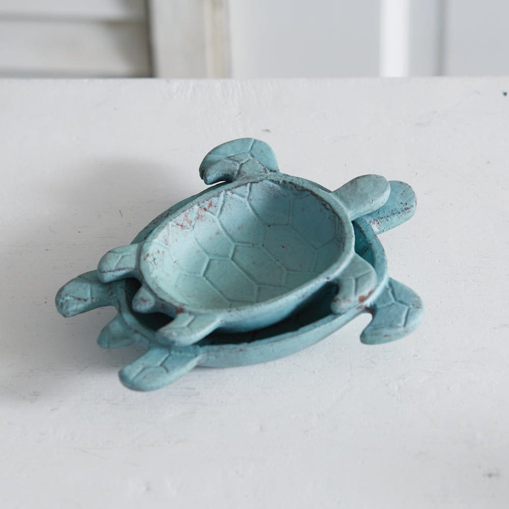 Painted Cast Iron Sea Turtles Jewelry / Trinket Tray-CTW Home-The Village Merchant