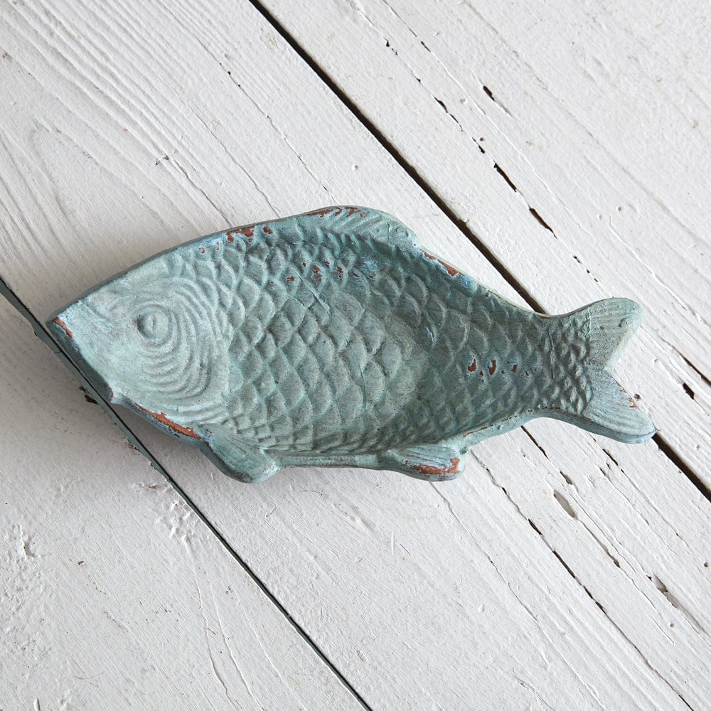 Painted Cast Iron Verdigris Fish Soap Dish / Jewelry Tray-CTW Home-The Village Merchant