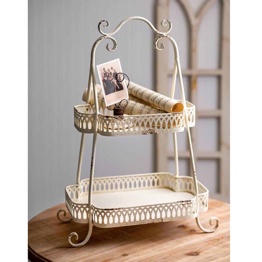 Painted Metal Chantilly Caddy / Tray / Stand 2 Tier-CTW Home-The Village Merchant